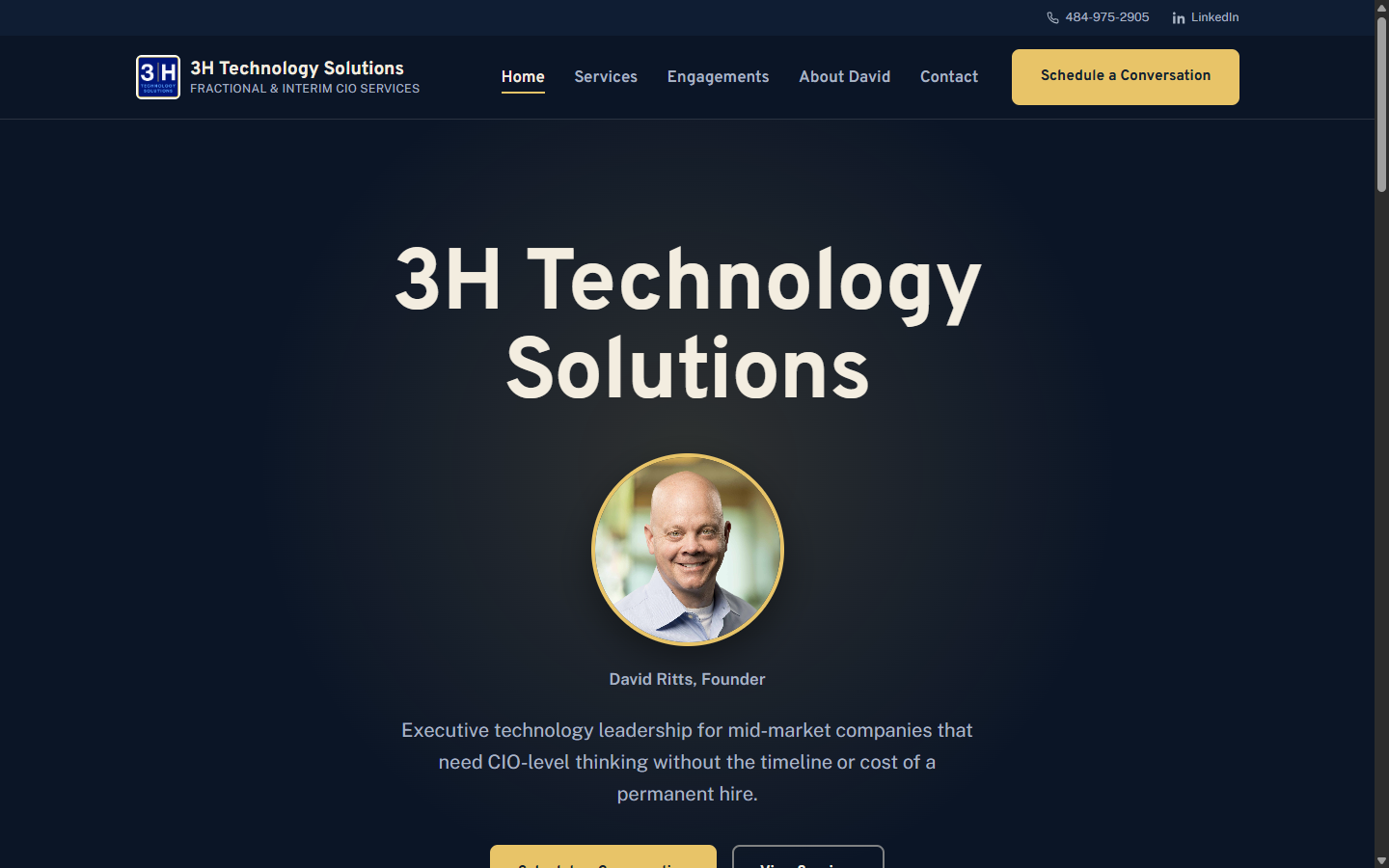 Homepage of the 3H Technology Solutions website